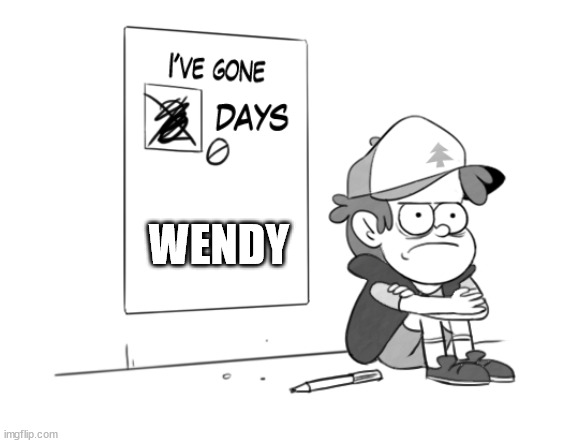 Dipper has gone 0 days without x | WENDY | image tagged in dipper has gone 0 days without x | made w/ Imgflip meme maker