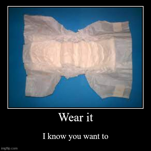 Diaper | Wear it | I know you want to | image tagged in funny,demotivationals | made w/ Imgflip demotivational maker