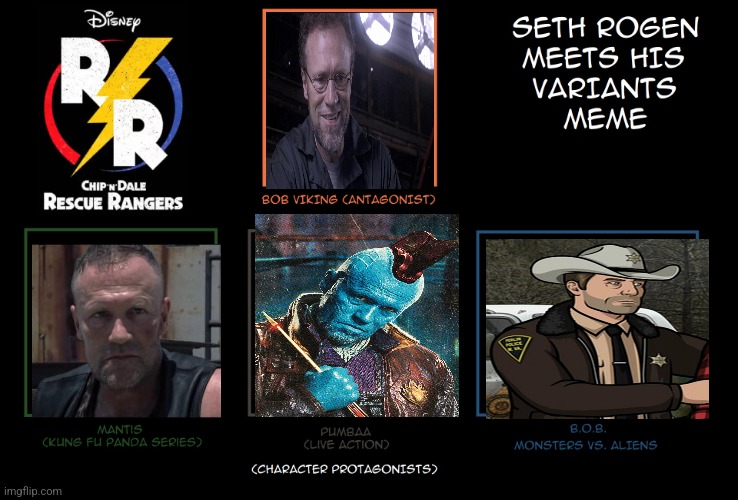 Michael Rooker Meets His Variants | image tagged in seth rogen meets his variants | made w/ Imgflip meme maker