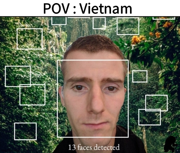 THE VIETNAMESE ARE HIDIN IN THE BUSHES .... JOHNY IS HIT MEDIC !!!!! | POV : Vietnam | image tagged in 13 faces detected,vietnam | made w/ Imgflip meme maker