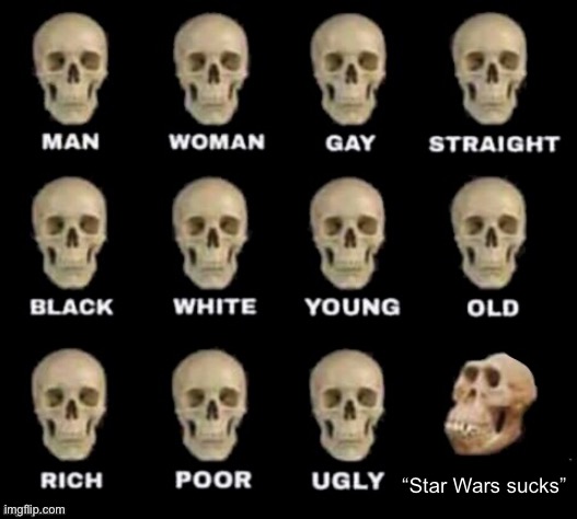 idiot skull | “Star Wars sucks” | image tagged in idiot skull | made w/ Imgflip meme maker