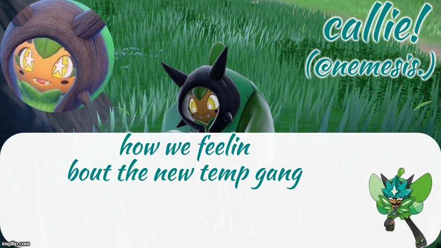 literally only came online to post this tbh | how we feelin bout the new temp gang | image tagged in ogerpon temp | made w/ Imgflip meme maker