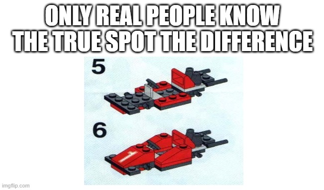 If you don't know, you did not have a childhood | ONLY REAL PEOPLE KNOW THE TRUE SPOT THE DIFFERENCE | image tagged in lego | made w/ Imgflip meme maker