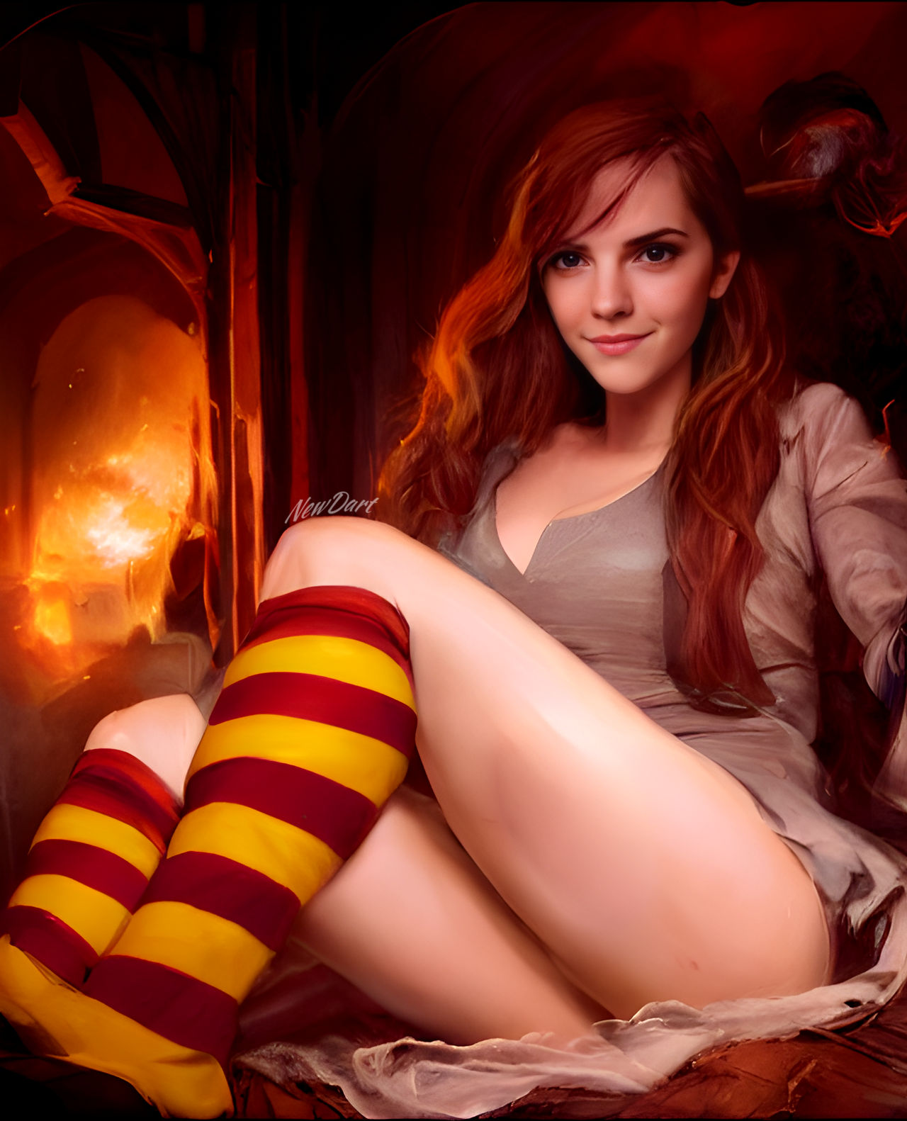 High Quality SEXY HERMIONE BY THE FIRE Blank Meme Template