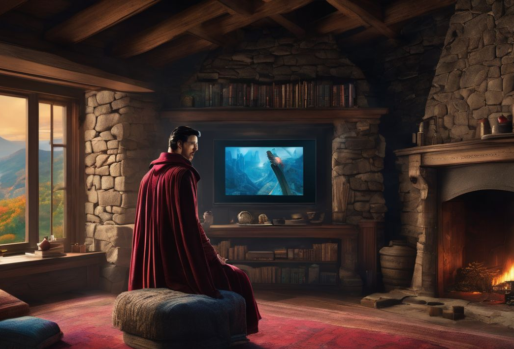 DR STRANGE WATCHING TV Blank Meme Template