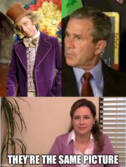 A second child has hit the chocolate river | THEY’RE THE SAME PICTURE | image tagged in office pam,they're the same picture,911,willy wonka,drowning | made w/ Imgflip meme maker