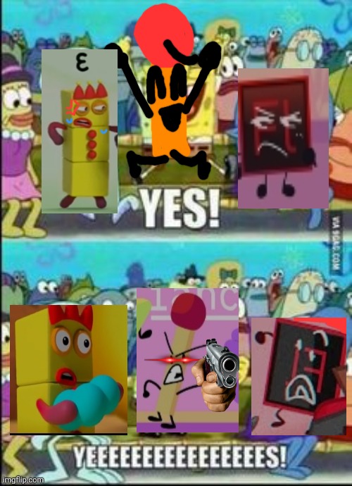 Match saying yes loudly at flash (ft.three) | image tagged in spongebob yess,crossover | made w/ Imgflip meme maker