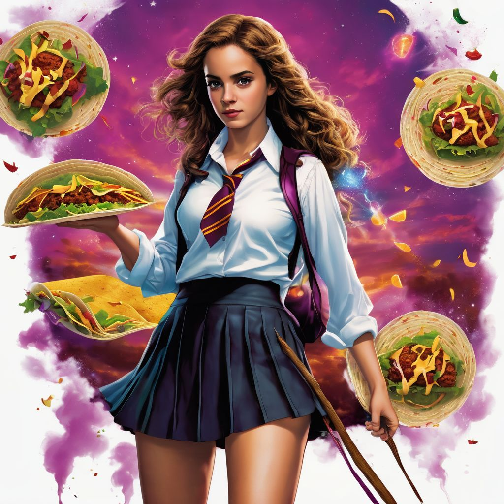 SCHOOLGIRL HERMIONE AND TACOS Blank Meme Template