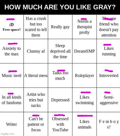 Why. Can't. I. Get. A. Bingo??? | image tagged in gray's bingo | made w/ Imgflip meme maker