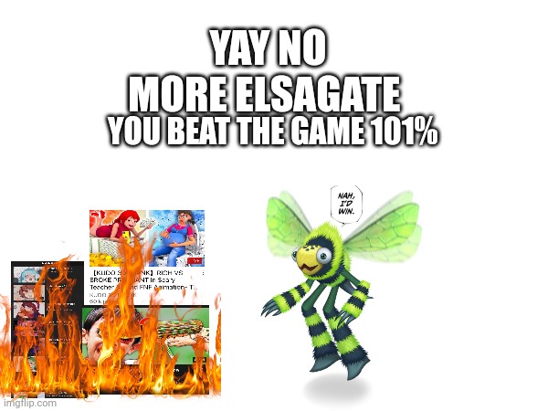 Gametoons tower good ending | YAY NO MORE ELSAGATE; YOU BEAT THE GAME 101% | image tagged in good ending,yay,elsagate | made w/ Imgflip meme maker
