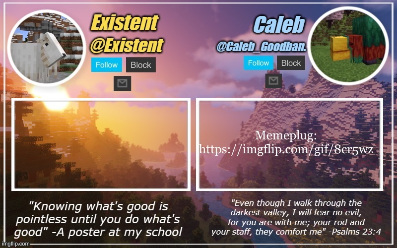 Caleb and Existent announcement temp | Memeplug: https://imgflip.com/gif/8cr5wz | image tagged in caleb and existent announcement temp | made w/ Imgflip meme maker