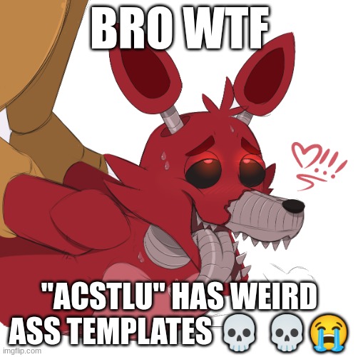 acstlu foxy | BRO WTF; "ACSTLU" HAS WEIRD ASS TEMPLATES 💀 💀😭 | image tagged in acstlu foxy | made w/ Imgflip meme maker