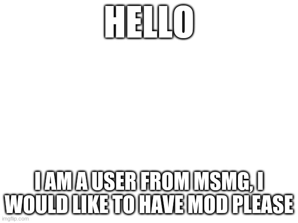 my previous user was Teddy_bear | HELLO; I AM A USER FROM MSMG, I WOULD LIKE TO HAVE MOD PLEASE | made w/ Imgflip meme maker