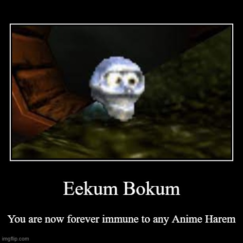 Eekum Bokum | Eekum Bokum | You are now forever immune to any Anime Harem | image tagged in funny,demotivationals | made w/ Imgflip demotivational maker