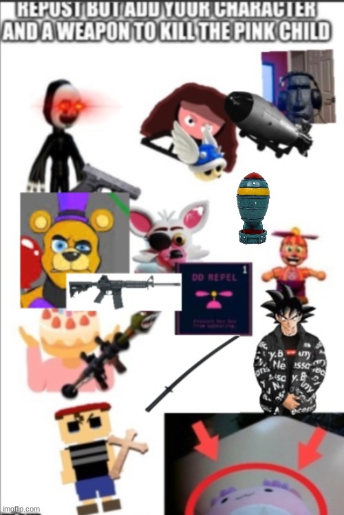 repost this | image tagged in screw the pink child,nuke | made w/ Imgflip meme maker