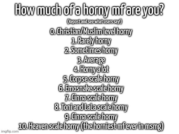 on that scale, I'm a 12. | image tagged in how much of a horny mf are you | made w/ Imgflip meme maker