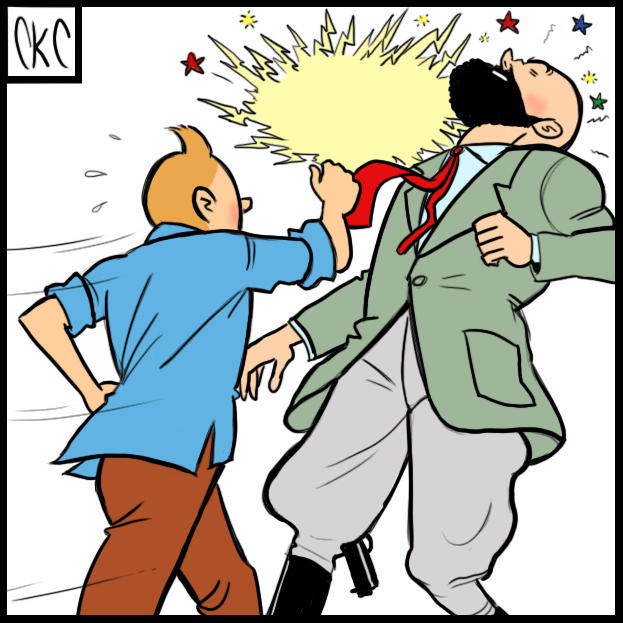 Tintin punches J. W. Müller Blank Meme Template
