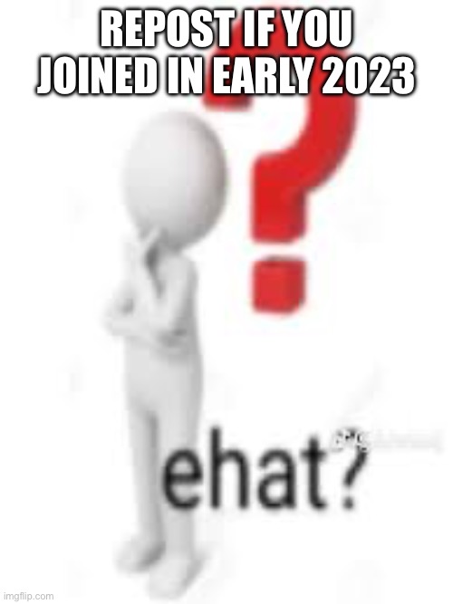 REPOST IF YOU JOINED IN EARLY 2023 | image tagged in ehat | made w/ Imgflip meme maker