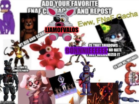 (mr. image note: WHYYYYY DO PEOPLE LOVE THE MANGLE PLOOSH SO MUCH?!) | LIAMOFVALOS | image tagged in sdfb | made w/ Imgflip meme maker