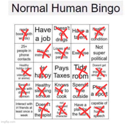 BINGO! | image tagged in normal human bingo | made w/ Imgflip meme maker