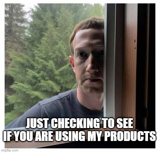 Zucker Weirdo | JUST CHECKING TO SEE IF YOU ARE USING MY PRODUCTS | image tagged in unsee juice | made w/ Imgflip meme maker