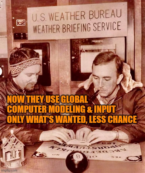 NOW THEY USE GLOBAL COMPUTER MODELING & INPUT ONLY WHAT'S WANTED, LESS CHANCE | made w/ Imgflip meme maker