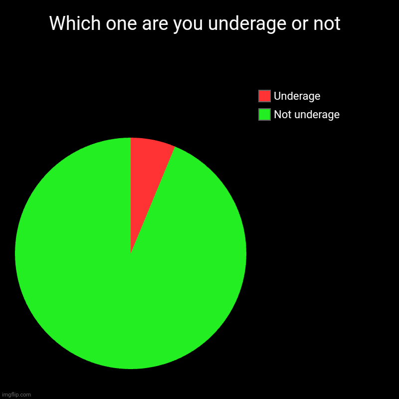 Underage or not | Which one are you underage or not  | Not underage , Underage | image tagged in charts,pie charts | made w/ Imgflip chart maker
