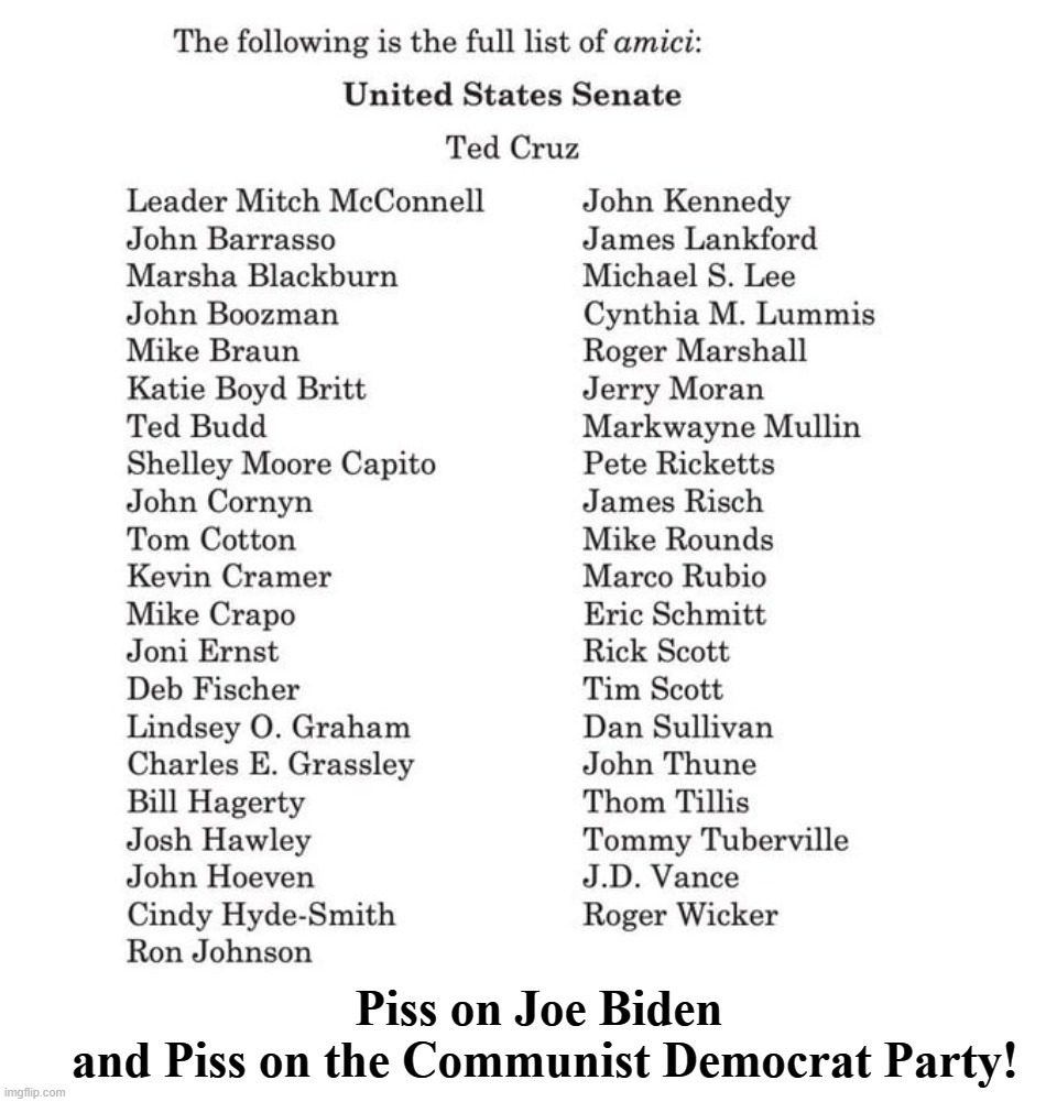 BREAKING: 46 Senate Republicans have signed onto a Supreme Court brief supporting Trump's effort to remain on the 2024 ballot. | image tagged in trump 2024,piss on joe biden,piss on dnc,crush the commies | made w/ Imgflip meme maker