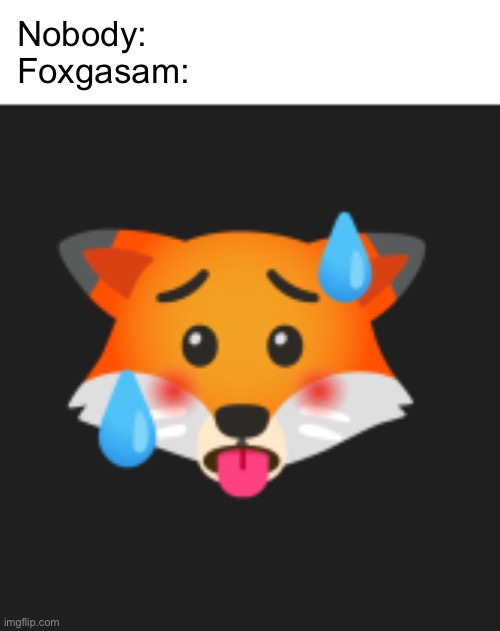 Foxgasam | Nobody:
Foxgasam: | image tagged in foxgasam | made w/ Imgflip meme maker