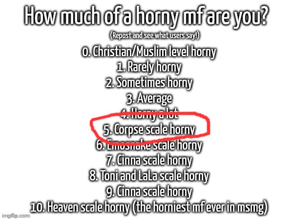 I’m on a scale inbetween 4 and 5, I’m very horny but not online | image tagged in how much of a horny mf are you | made w/ Imgflip meme maker