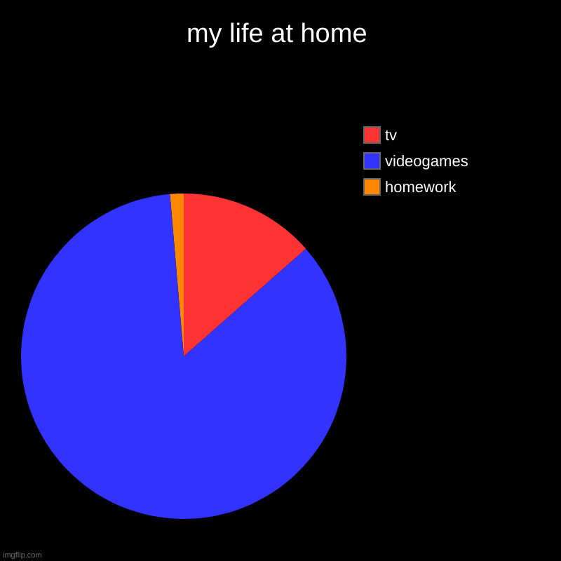 my life | my life at home | homework, videogames, tv | image tagged in charts,pie charts | made w/ Imgflip chart maker