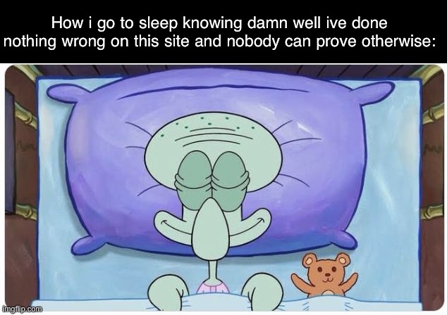 How I go to Sleep Knowing | How i go to sleep knowing damn well ive done nothing wrong on this site and nobody can prove otherwise: | image tagged in how i go to sleep knowing | made w/ Imgflip meme maker