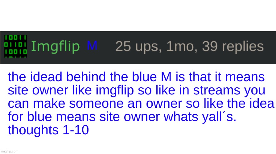 Blue M | image tagged in memes,lol,m | made w/ Imgflip meme maker