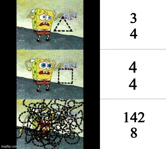 3
4; 4
4; 142
8 | image tagged in spongebob were not talking about this | made w/ Imgflip meme maker