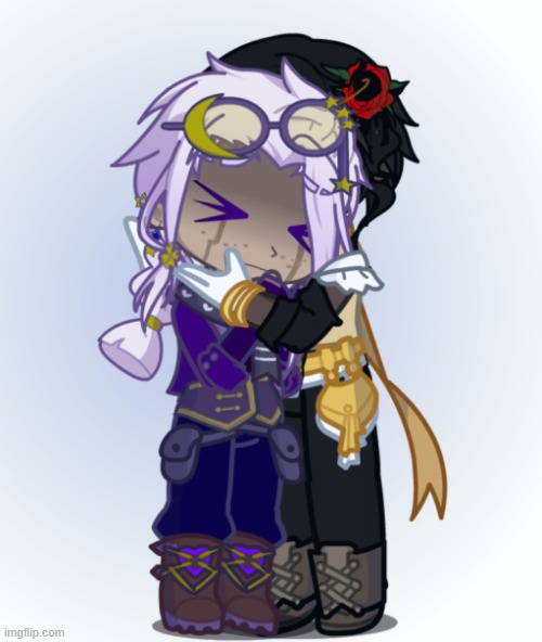 my friends character Alazne hugging Alkaios | image tagged in gacha | made w/ Imgflip meme maker