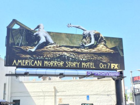 AHS Hotel Billboard | image tagged in ahs,american horror story,fx | made w/ Imgflip meme maker