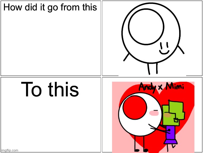 Blank Comic Panel 2x2 | How did it go from this; To this | image tagged in memes,blank comic panel 2x2,andy x mimi | made w/ Imgflip meme maker