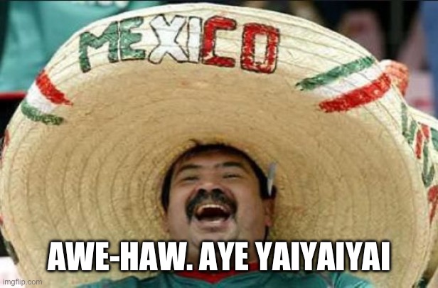 mexican word of the day | AWE-HAW. AYE YAIYAIYAI | image tagged in mexican word of the day | made w/ Imgflip meme maker