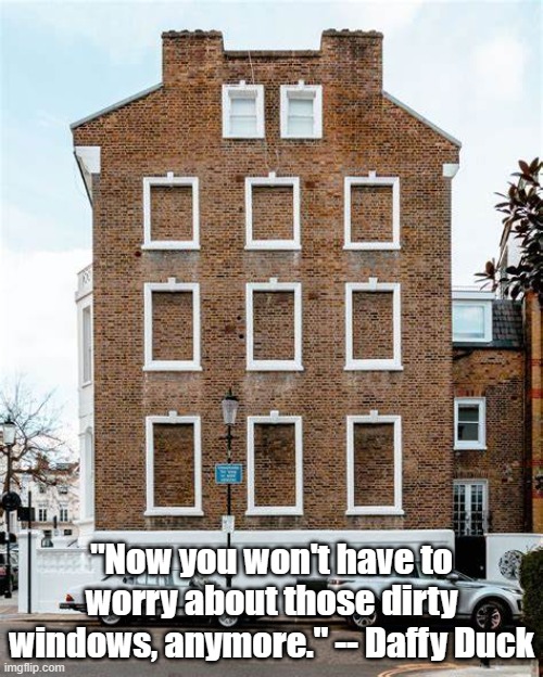 Only Boomers will get it? | "Now you won't have to worry about those dirty windows, anymore." -- Daffy Duck | image tagged in daffy duck | made w/ Imgflip meme maker