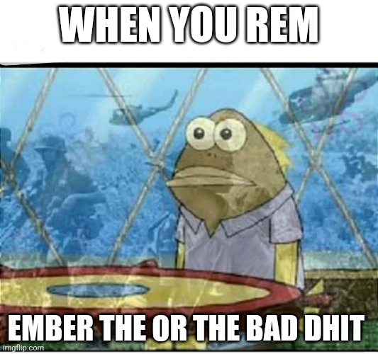 SpongeBob Fish Vietnam Flashback | WHEN YOU REM; EMBER THE OR THE BAD DHIT | image tagged in spongebob fish vietnam flashback | made w/ Imgflip meme maker