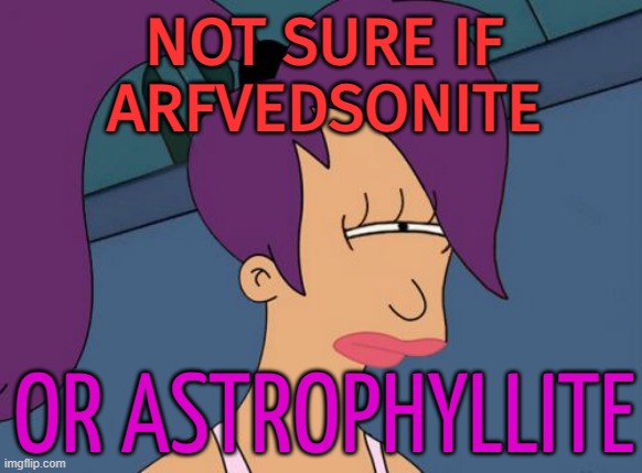 Arfvedsonite or Astrophyllite? | NOT SURE IF
ARFVEDSONITE; OR ASTROPHYLLITE | image tagged in memes,futurama leela,crystal,crystal ball,psychic with crystal ball,spirituality | made w/ Imgflip meme maker