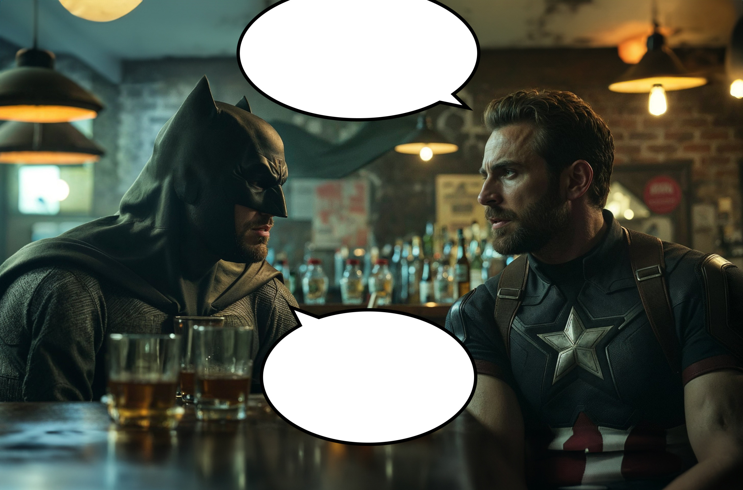 Batman and Cpt America Blank Meme Template
