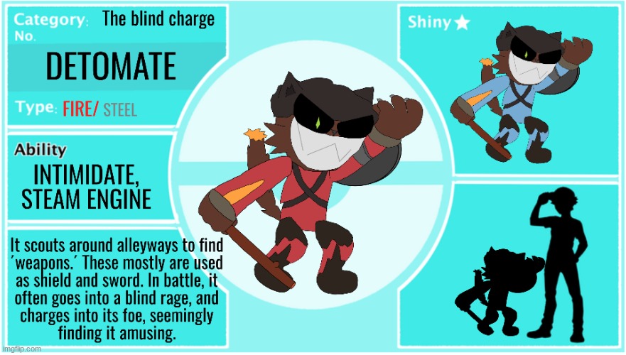 Turning the TF2 mercs into pokemon: day 4, The demoman | image tagged in tf2,pokemon | made w/ Imgflip meme maker