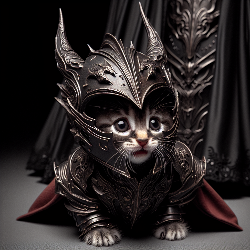 Cute kitten in evil knight armor Blank Meme Template