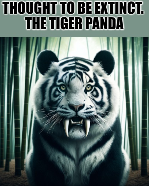 Tiger Panda | THOUGHT TO BE EXTINCT. 
THE TIGER PANDA | made w/ Imgflip meme maker