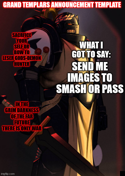 grand_templar | SEND ME IMAGES TO SMASH OR PASS | image tagged in grand_templar | made w/ Imgflip meme maker