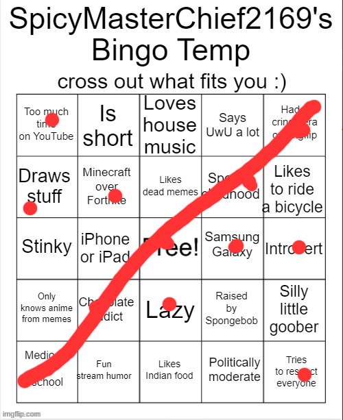 SpicyMasterChief2169's Bingo Temp | image tagged in spicymasterchief2169's bingo temp | made w/ Imgflip meme maker