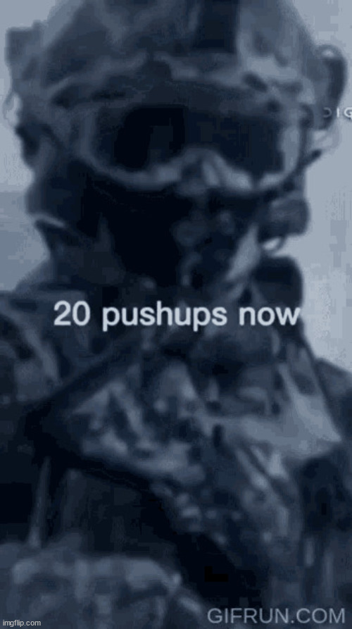 20 pushups now | image tagged in 20 pushups now | made w/ Imgflip meme maker