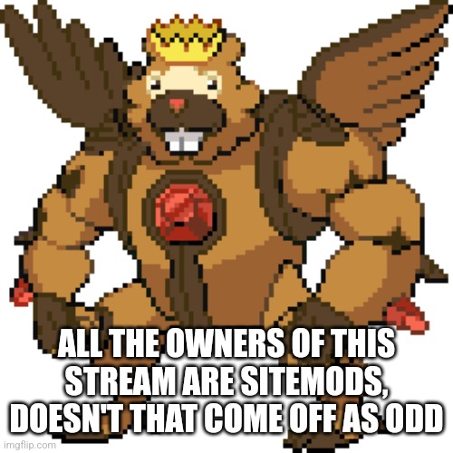 GOD BIDOOF | ALL THE OWNERS OF THIS STREAM ARE SITEMODS, DOESN'T THAT COME OFF AS ODD | image tagged in god bidoof | made w/ Imgflip meme maker