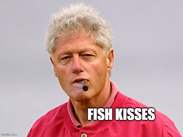 bill clinton cigar | FISH KISSES | image tagged in bill clinton cigar | made w/ Imgflip meme maker